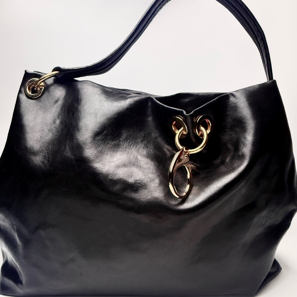 Simply Vera Wang Black Faux Leather Shoulders/Satchels Bag